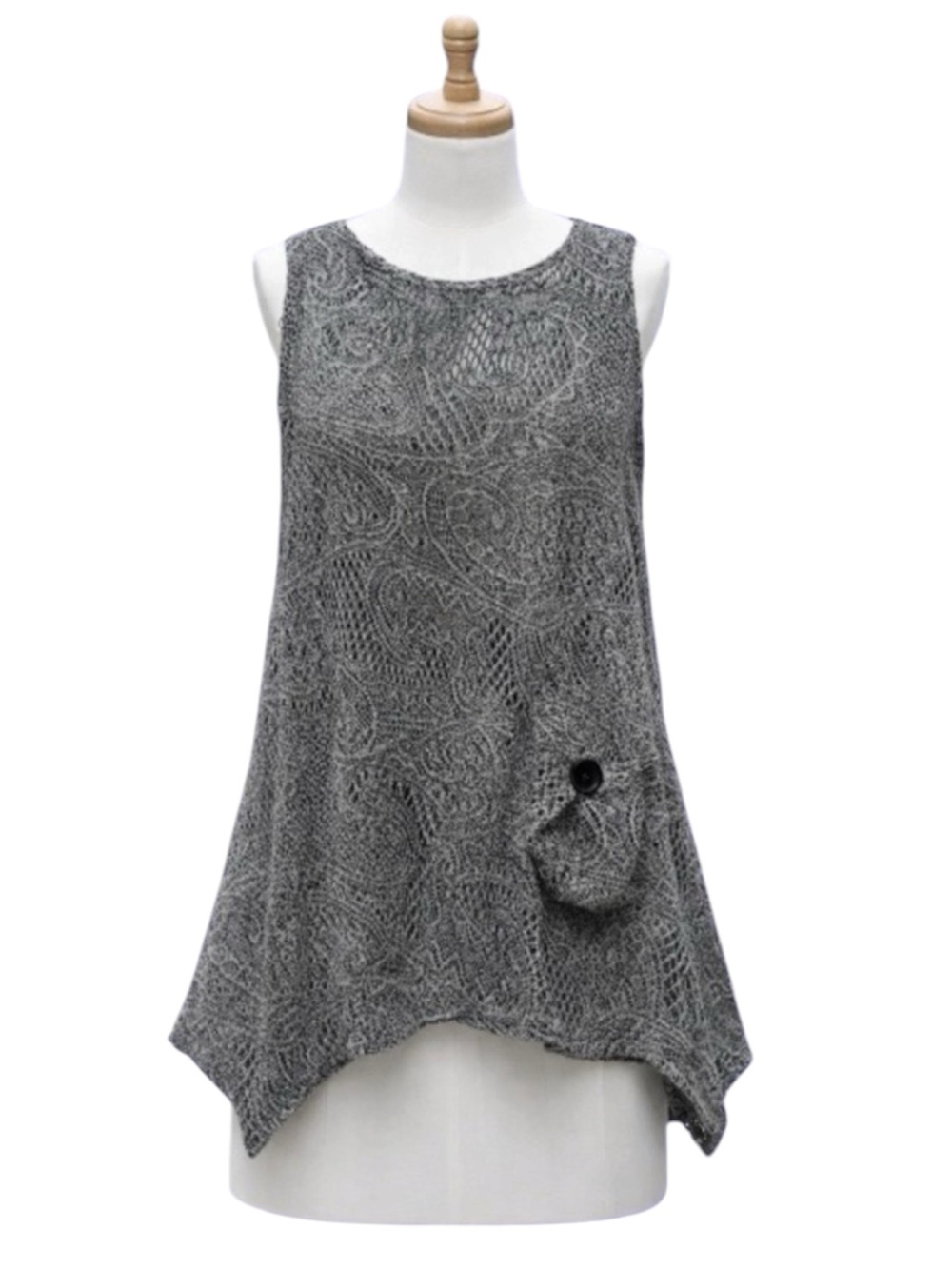 1990s Fairy Grunge Papa Vancouver Knit Lace Whimsy Grey Mini Dress